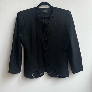 Vintage Executive Collection Women's Old Money Long Sleeve Button-Down Eyelet Ov